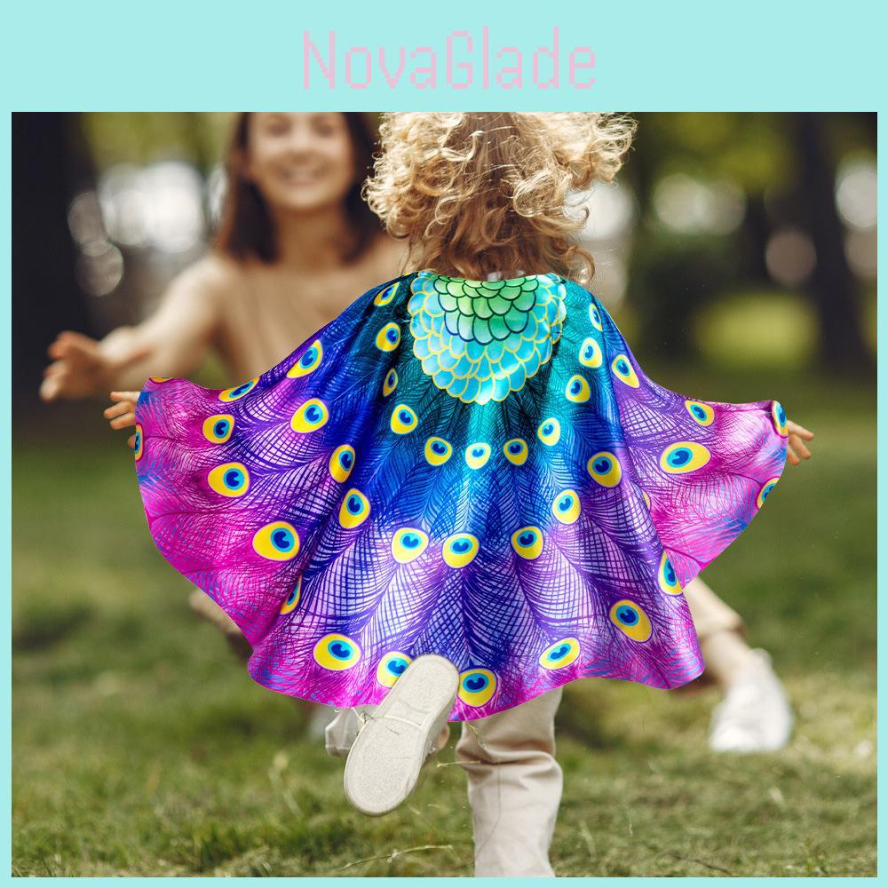 Childrens Peacock Costume Set With Mask And Wings For Halloween And Party Dress Up