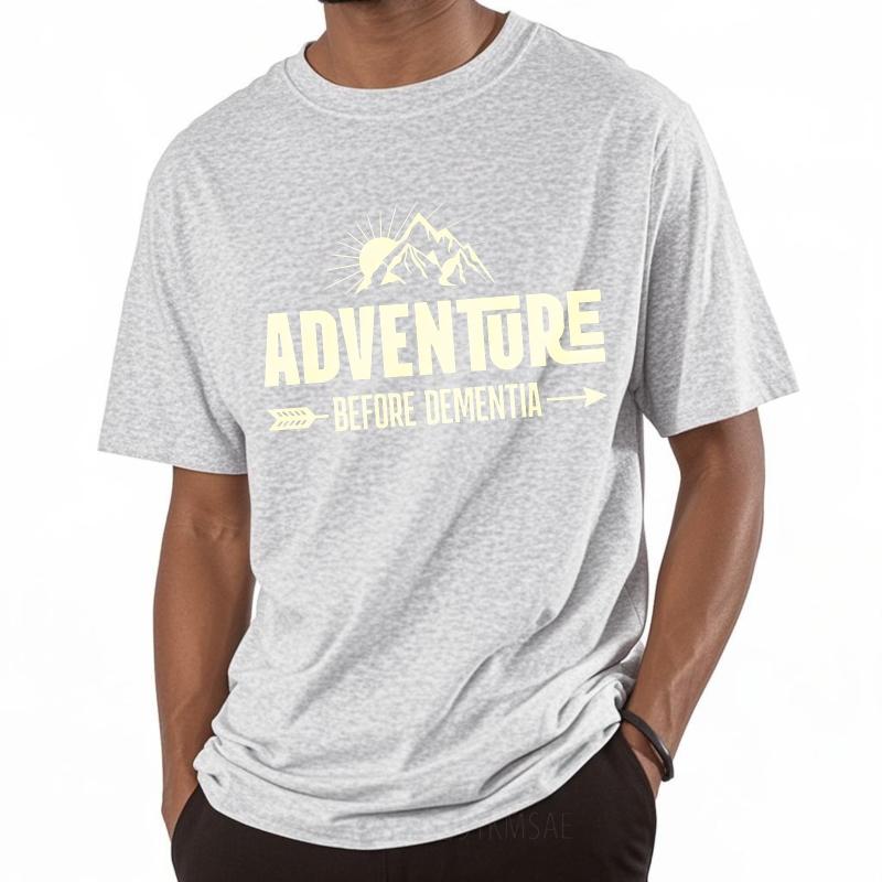 Oversized Summer Man tshirt Adventure Before Dementia Mountain Sunburst Short Sleeve Workout Round Neck Tshirt Teeshirt Male