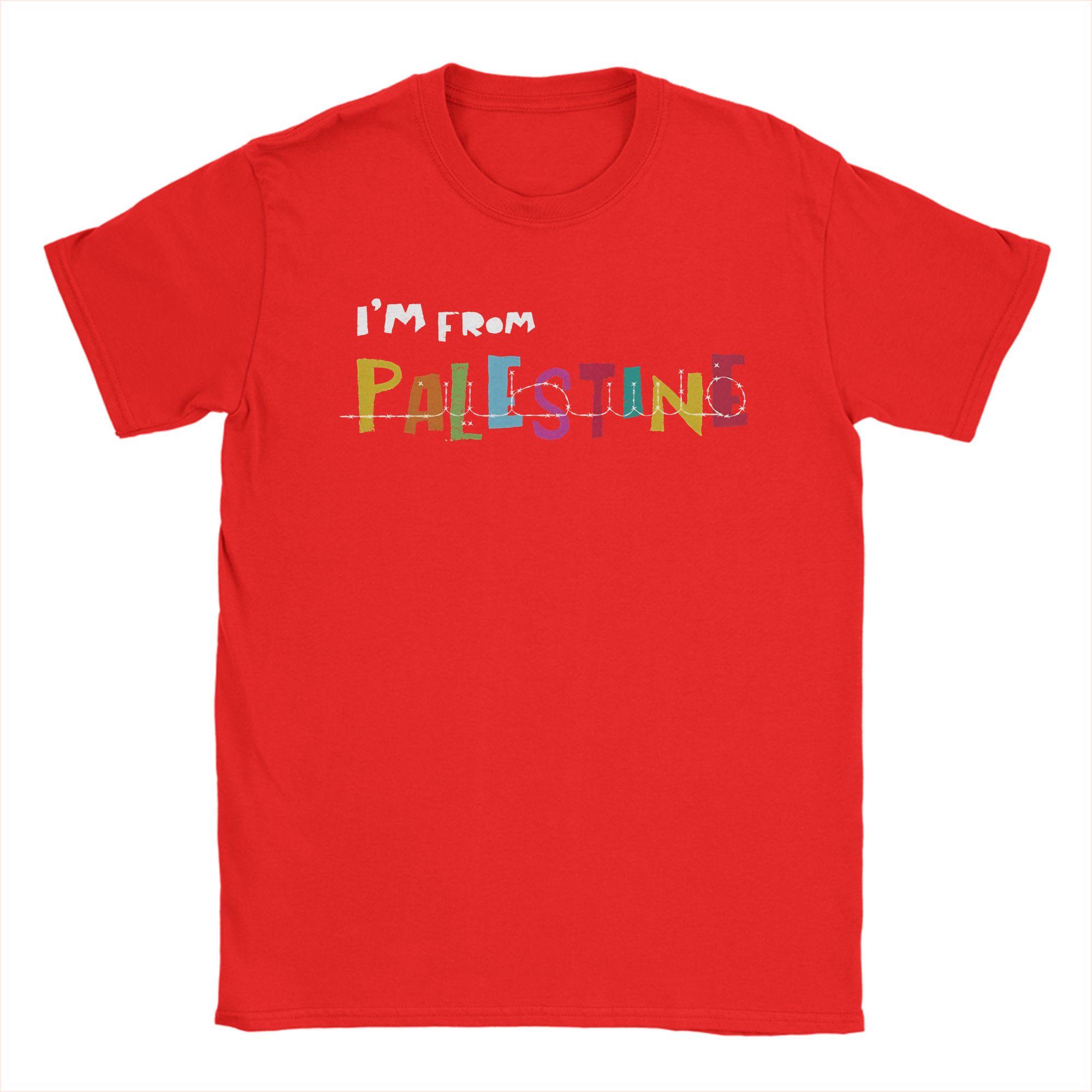 Vintage Palestine Arabic Name T-Shirts Unisex Round Neck Pure Cotton T Shirts Short Sleeve Tee Shirt Graphic Clothing M