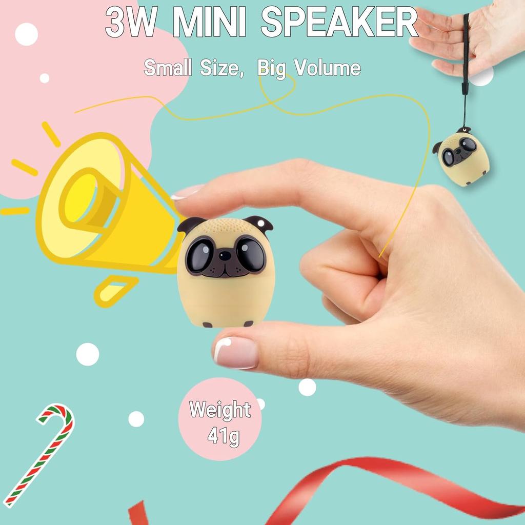 1.77 Inch Portable Mini Bluetooth Speaker Wireless with Lanyard, Cute Dog Style Bluetooth 5.0 for Phone PC Android Home Indoor Outdoor