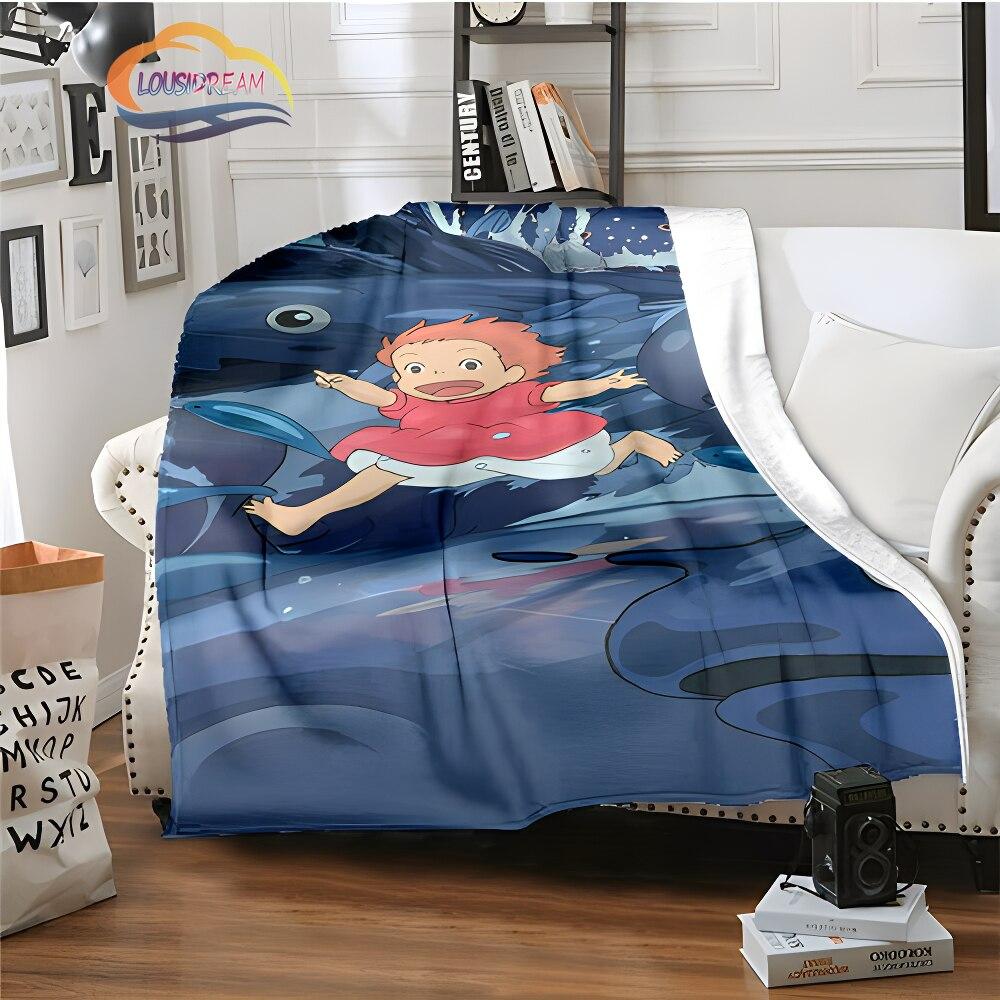 Ponyo On the Cliff Cute Cartoon Blanket Miyazaki Hayao Animation Series Blanket Four Seasons Blanket for Children and Adults