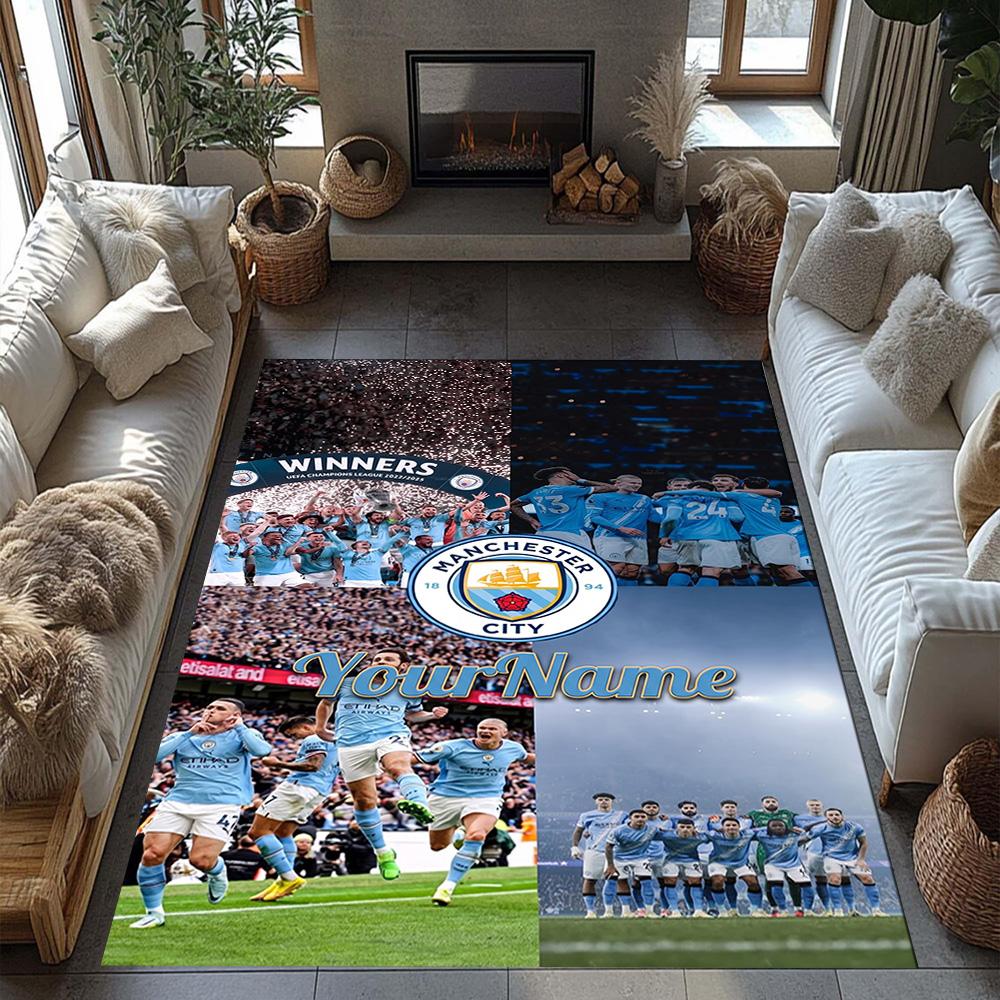 Manchester City Customized Name Area Rug Perfect for Entryway Hallway Decorate room Playrooms Anti-slip Rug Anime Office Decor Birthday/Christmas Gift