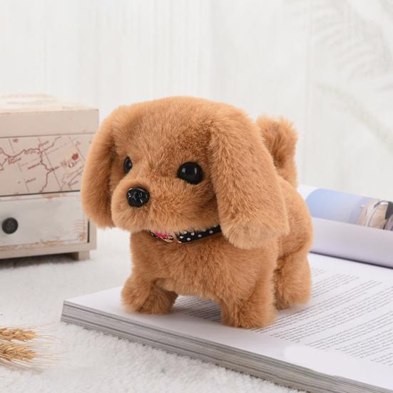Kids Electric Plush Dog Toy Interactive Barking Nodding Movable Tail Walking Puppy Plushie Toddlers Educational Simulation Stuffed Animal Toy