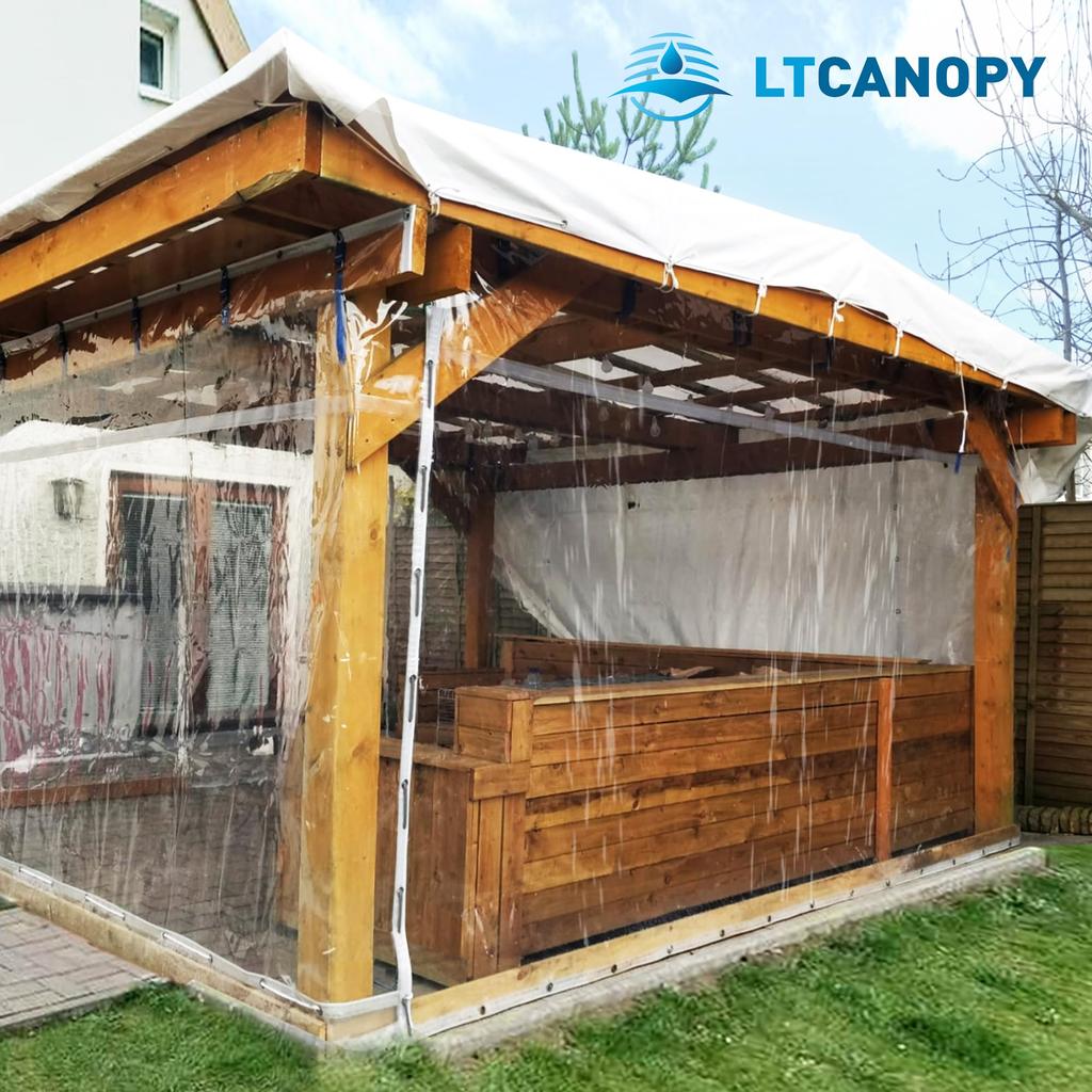 LTCANOPY Clear Tarp, 1.55m X 2.15m, 500g/m² Waterproof Vinyl Clear Sheet with Grommets, Double Seam Reinforced Plastic Edges, Durable Ripstop Tarp