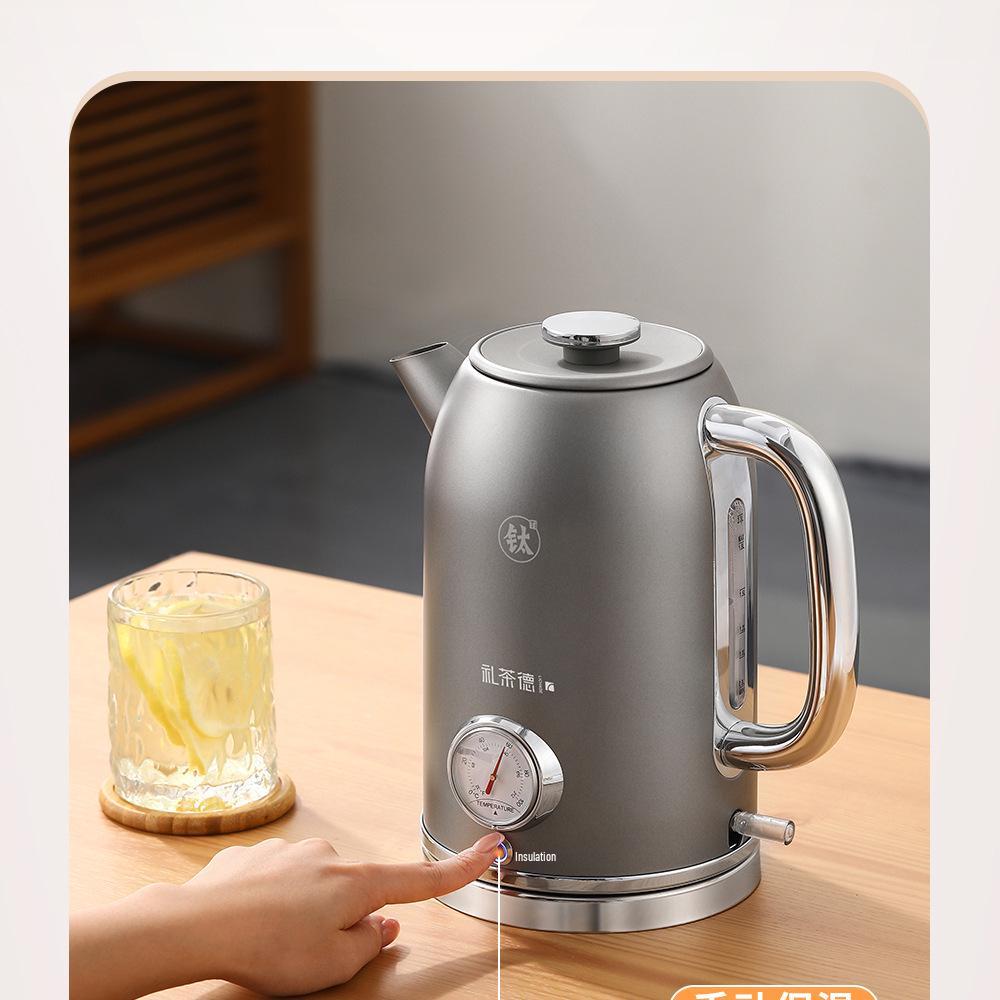 Electric Pure Titanium Kettle, 2L Capacity, for Boiling, Keeping Warm, and Brewing Tea At Home or Office, with Auto Power-Off Feature.