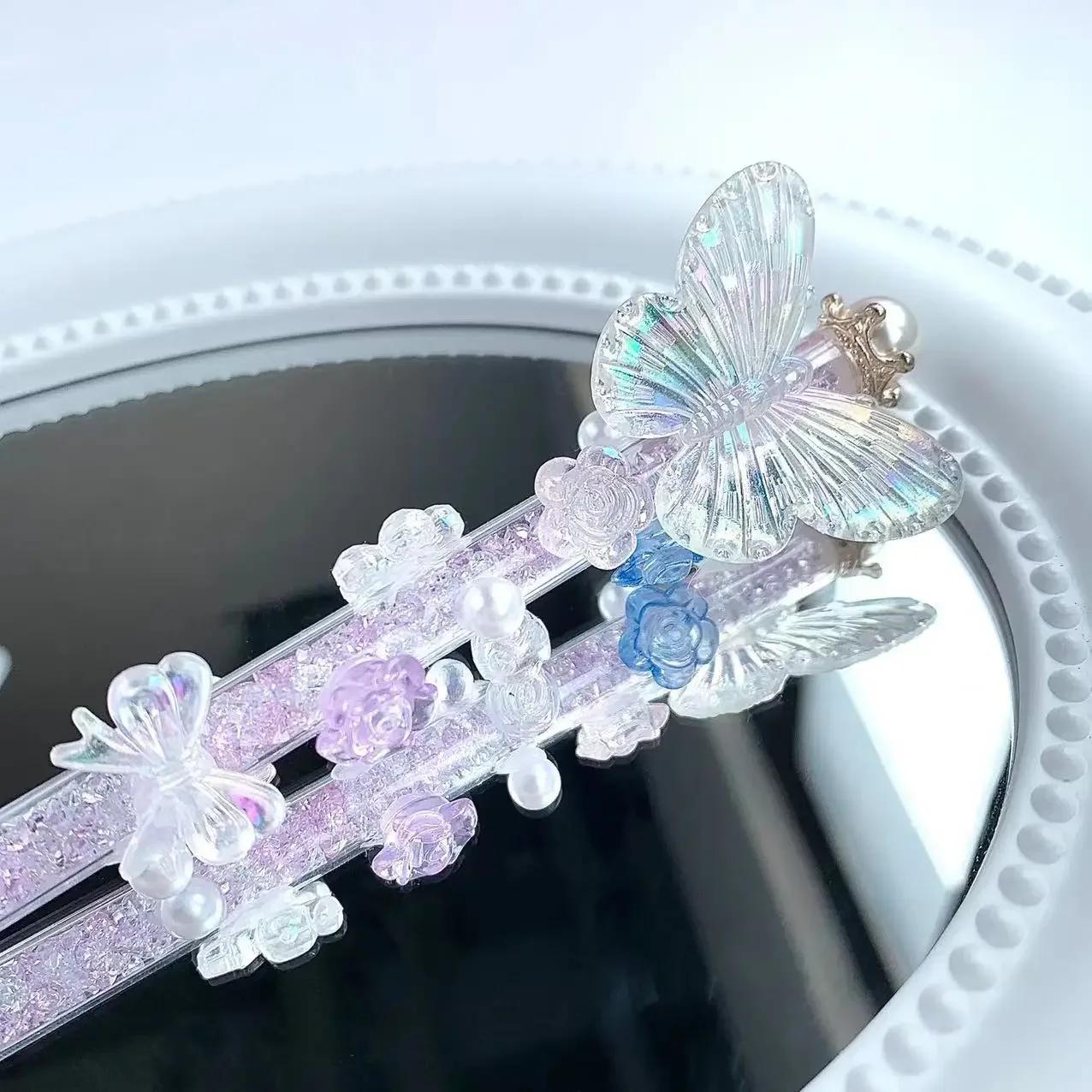 

Sweet Butterfly Series Knife Glitter Rhinestone Rose Floral Craft Knife Scrapbook Journal Sticker Paper Cutter Student Supplies фиолетовый