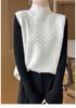Women's 100% Wool High Neck Cable Knit Sleeveless Vest - Warm Autumn/Winter Shawl