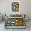 "Fish Art Set Decorative Use" Soft Skin-Friendly Bedding Set Includes 1 Duvet Cover And 2 Pillowcase, Gift