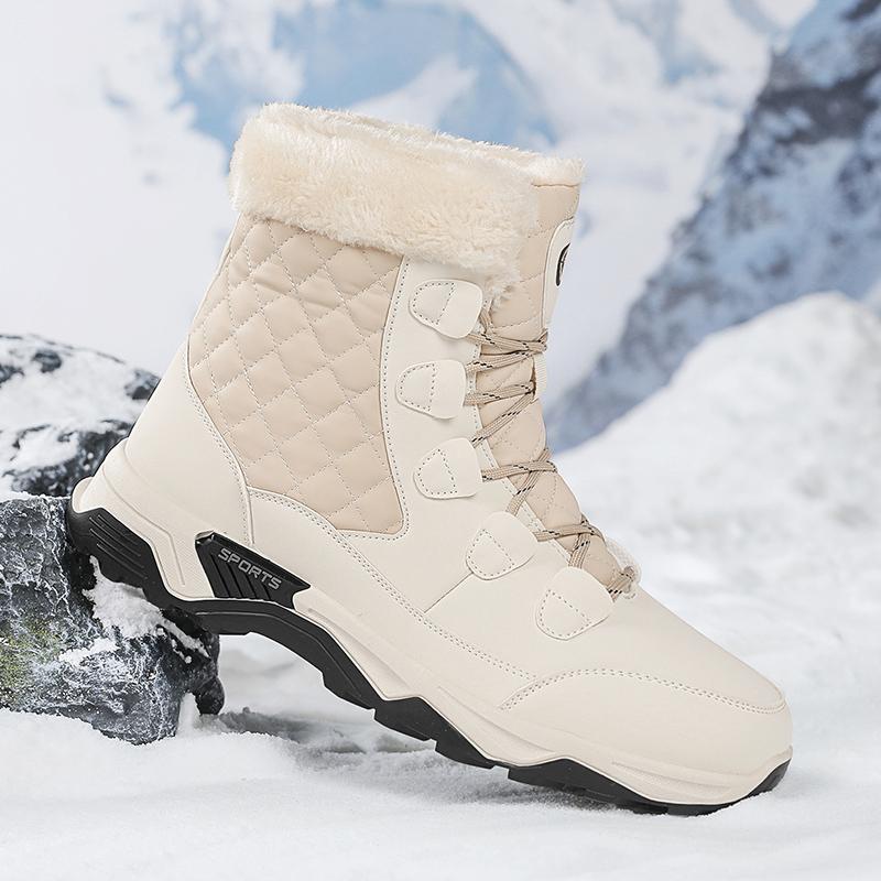 Men's Winter Snow Boots with Fleece and Warmth, High-top Cotton Boots with Integrated Fur, Anti-slip and Cold-proof Features