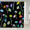 Green Ginkgo Biloba Shower Curtain Gold Ginkgo Leaves Modern Bathroom Shower Curtains Set Waterproof Botanical Bath Curtain Sets