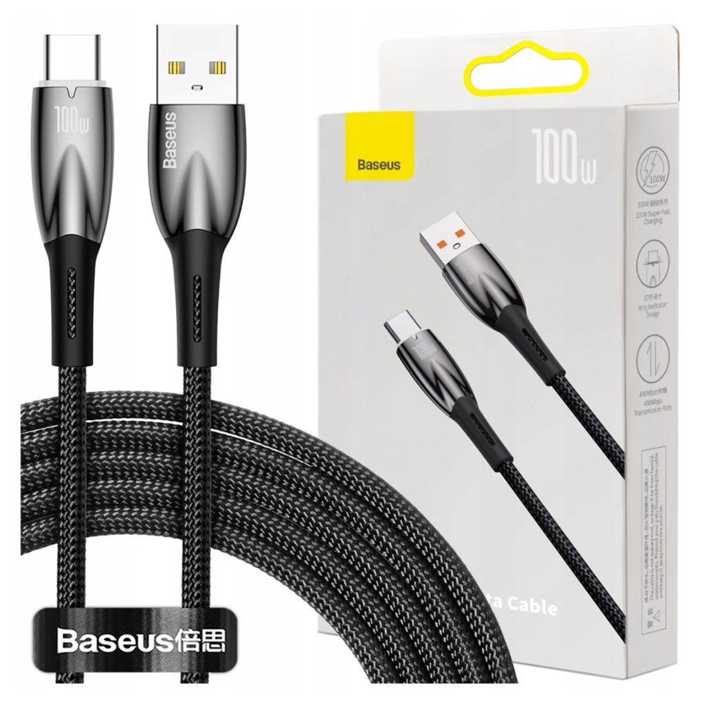 Kabel Usb Do Usb-C Baseus Glimmer, 100W, 2M (Czarny)