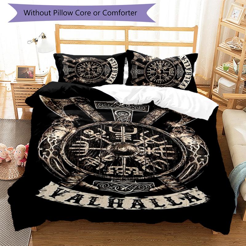 Mythology Valhalla 3pcs Bedding Set Duvet Cover Closure Includes 1 Duvet Cover & 2 Pillowcases for All Seasons Bedroom Home Dorm Decor