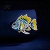 Colorful Fish Jewelry Brooch Pin Enamel Finish Rhinestones Inlay Tropical Design Ocean Inspired Alloy Electroplated Base Suits Coats Sweaters