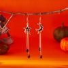 Fashion Black Crystal Waterdrop Earrings for Women Punk Asymmetric Star Moon Long Tassel Earring Girls Party Daily Wear Jewelry
