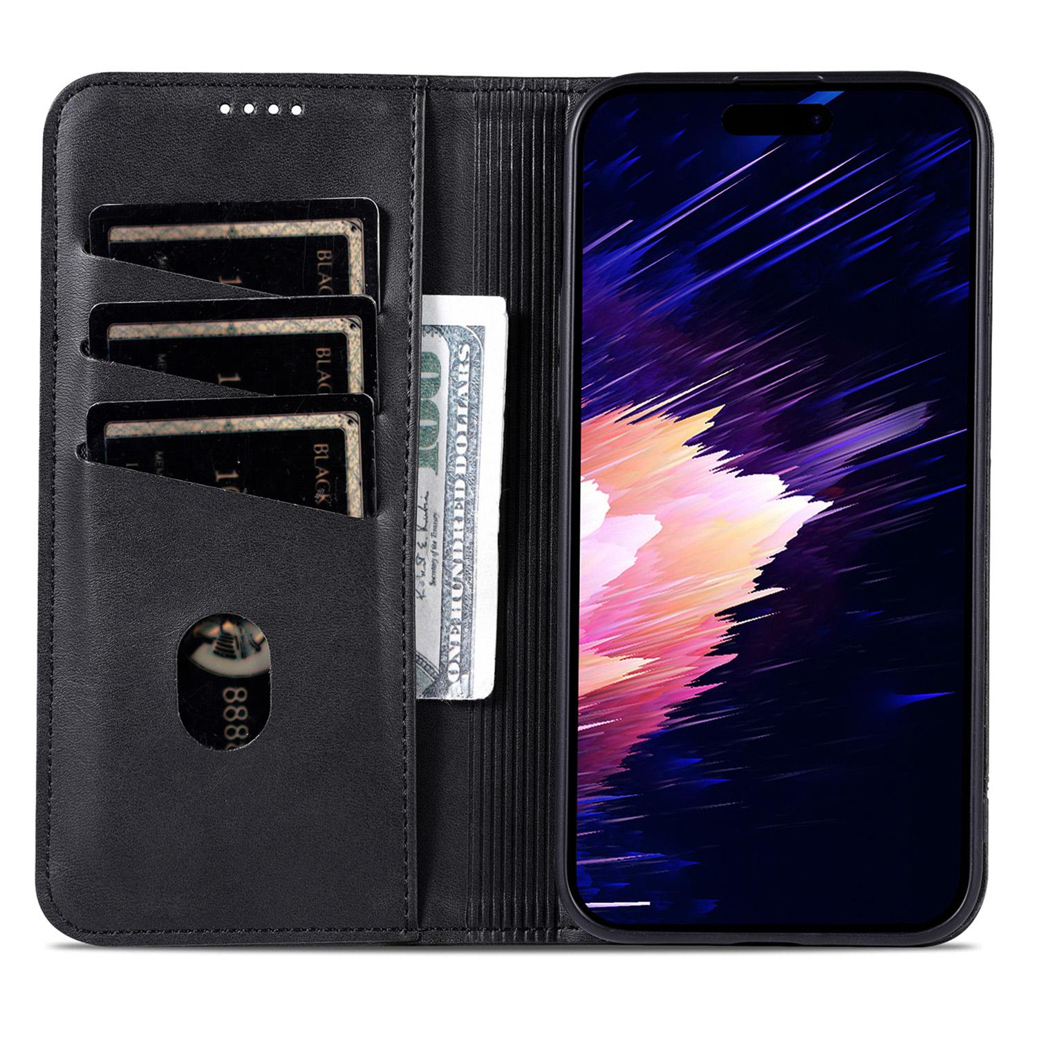 

AZNS For iPhone 16e Case Cowhide Texture PU Leather Wallet Phone Cover Coffee