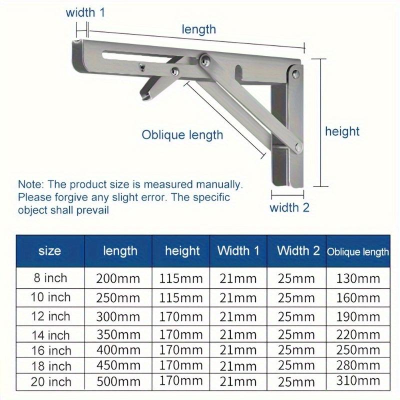 2pcs Heavy Duty Folding Shelf Bracket - Stainless Steel Tripod Bracket , Space Saving Wall Mount, 550 lb Load Capacity
