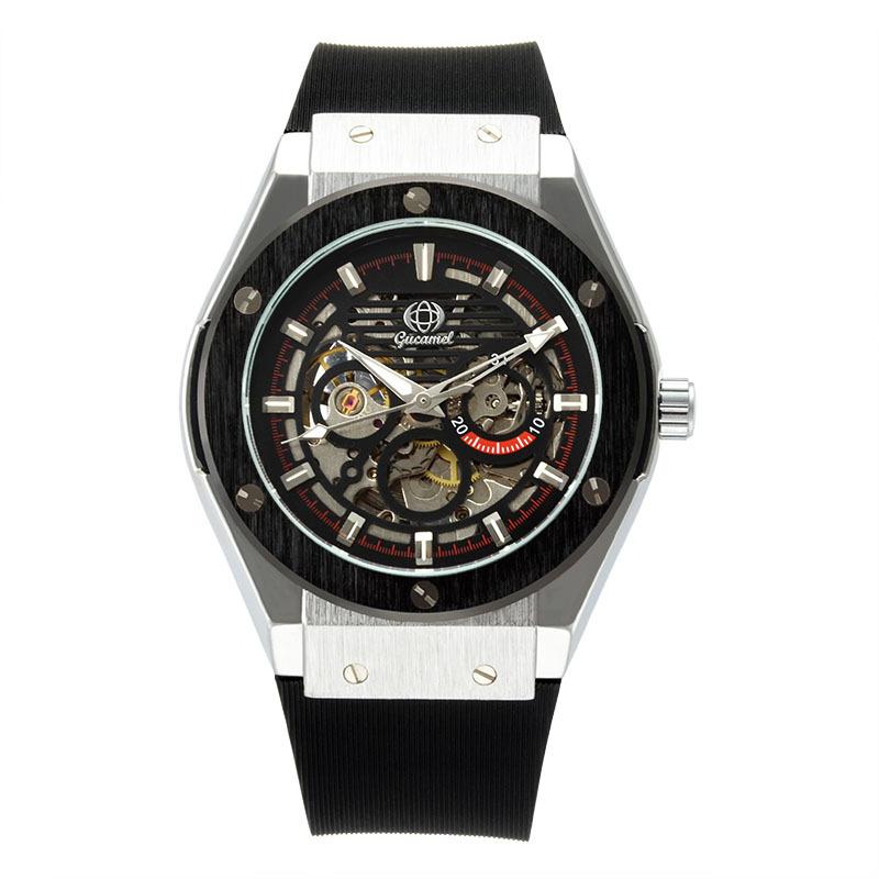 Top Neue Herren Mechanische Uhr Trendige Business Automatische Mechanische Uhr Silikonband Skelett Herrenuhr