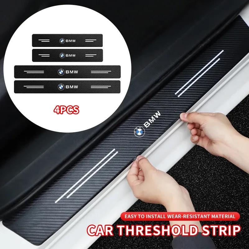 4Pcs Carbon Fiber Car Door Threshold Plate Stickers For BMW G30 G20 G32 G11 G12 F40 F30 F20 F10 E46 E90 E92 E60 E39 E36 E87 E53