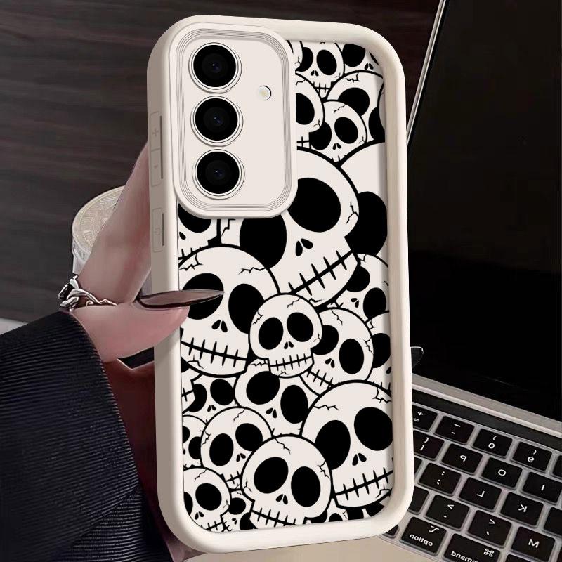 Phone Case For Samsung S26 S25 S24 S23 S21 S20 Ultra Horror Black Skull Skeleton Funda For Galaxy S25 S24 FE S26 Plus Soft Cover