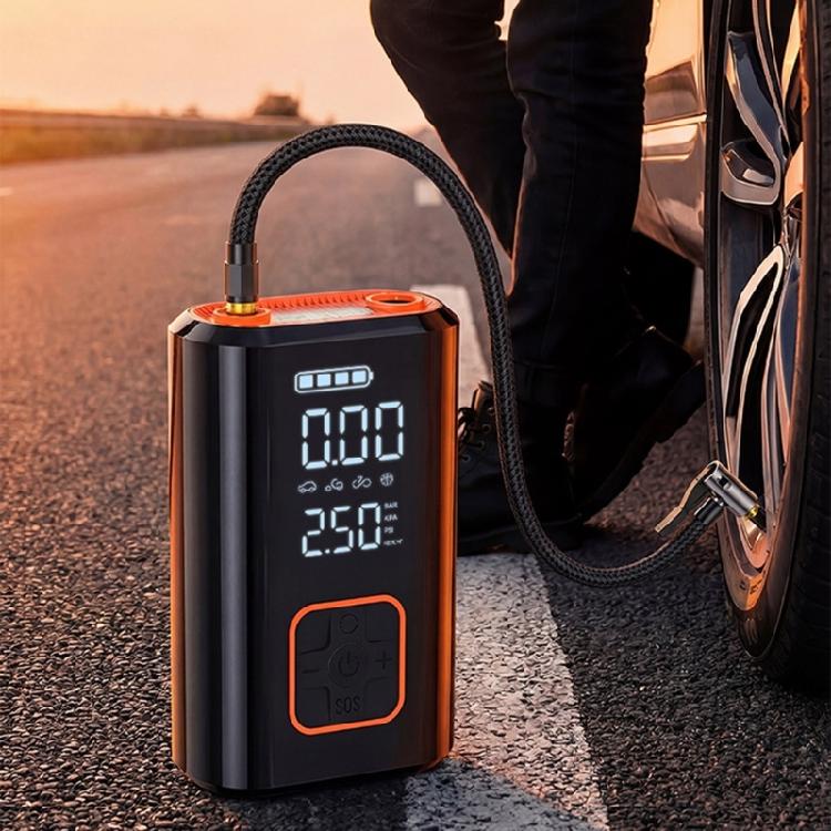 Vehicle Tire Inflator with Digital Screen and Button Control, Electric Air Compressor for Car and Motorcycle Users