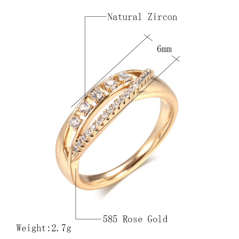 Trendy Rose Gold Color Bride Wedding Rings For Women Luxury Natural Zircon Accessories Party Daily Fine Jewelry