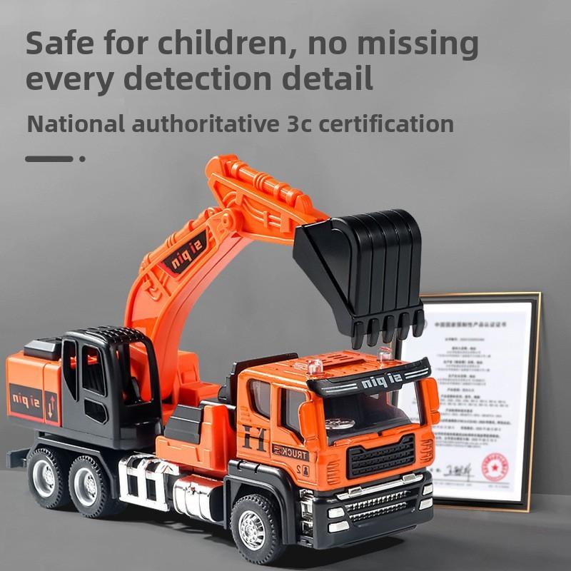Crane Excavator Mixer Truck Engineering Vehicle Model With Inertia Alloy Construction For Kids Play And Collecting