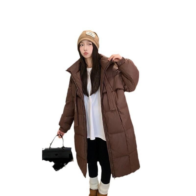 Womens Long Puffer Coat Winter Thickened Down Cotton Jacket Loose Fit Warm Hooded Outerwear