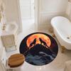 Moon Wolf,Round Area Rug,Carpet Rug for Living Room Bedroom Sofa Playroom Decor,Non-slip Floor Mat