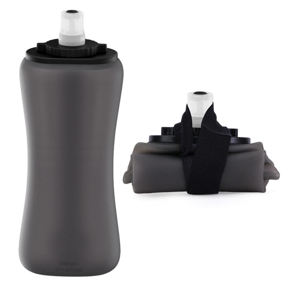 Handheld Collapsible Cycling Bottle 350ml Capacity Wide Mouth Hydration Bottle Silicone Water Bottle Gym