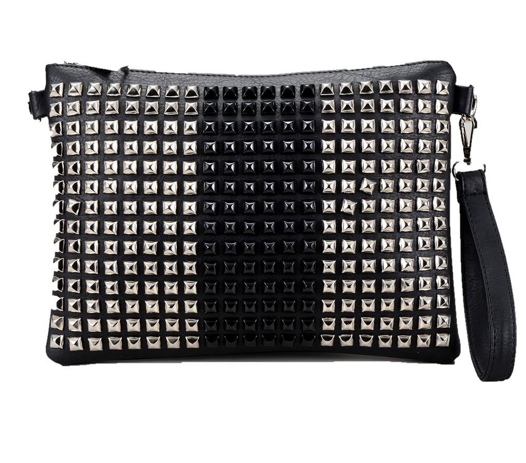 [BLACK JACKALL CROWN] Studded Clutch Bag, 2-Way Design, TH0214