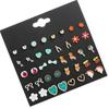 Korean version of versatile animal fruit combination set cute stud earrings female niche simple high-end rose flower earrings