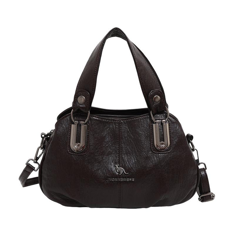 Solid Color PU Zipper Large Capacity Tote Bag Commute Concise Retro Shoulder Bags 2026 Hot Sale Casual Versatile Bags for Women