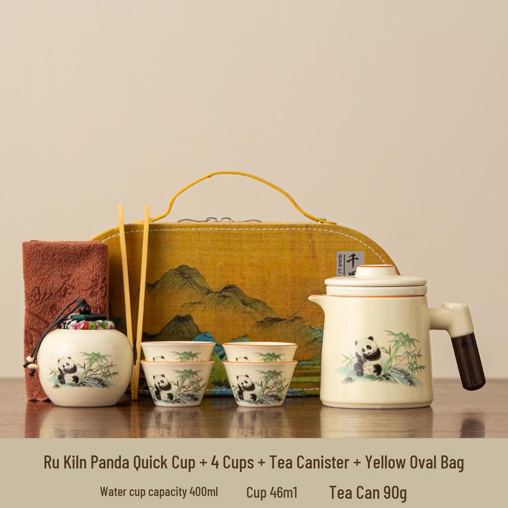 Portable Travel Tea Set: Quick-Brew Pot with Four Cups, New Style for Young People On the Go