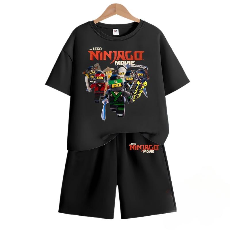 

Футболки и шорты MINISO Ninjago 2025 года с принтом в виде мультфильмов и аниме, шорты с короткими рукавами для мальчиков и девочек, комплект из двух предметов, летний детский комплект с короткими рукавами 160 коричневый