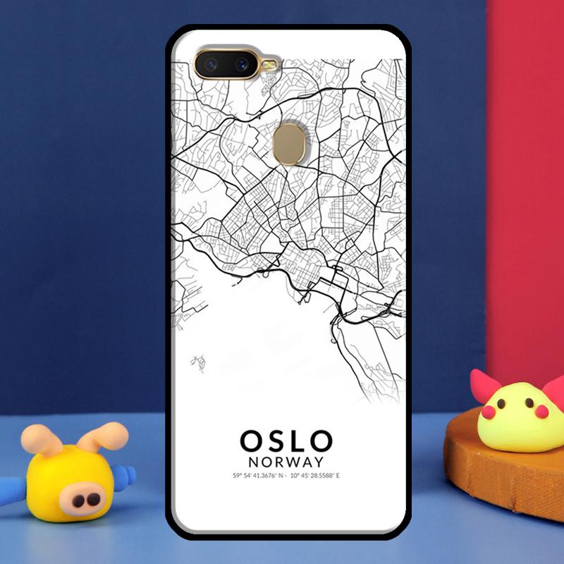 London Country Sketch City Map Case For Oppo A16 A76 A96 A58 A78 A98 A5 A9 A91 A15 A17 A77 A52 A72 A74 A94 A54S A57S Cover