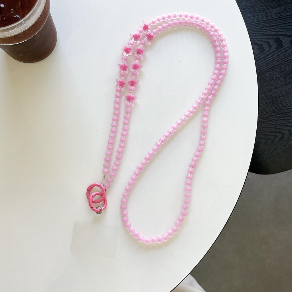 Cute Candy Jelly Star Beaded Chain Crossbody Shoulder Lanyard Lovely Decorative Straps Charm Handbags for Mobile Phone Accessory