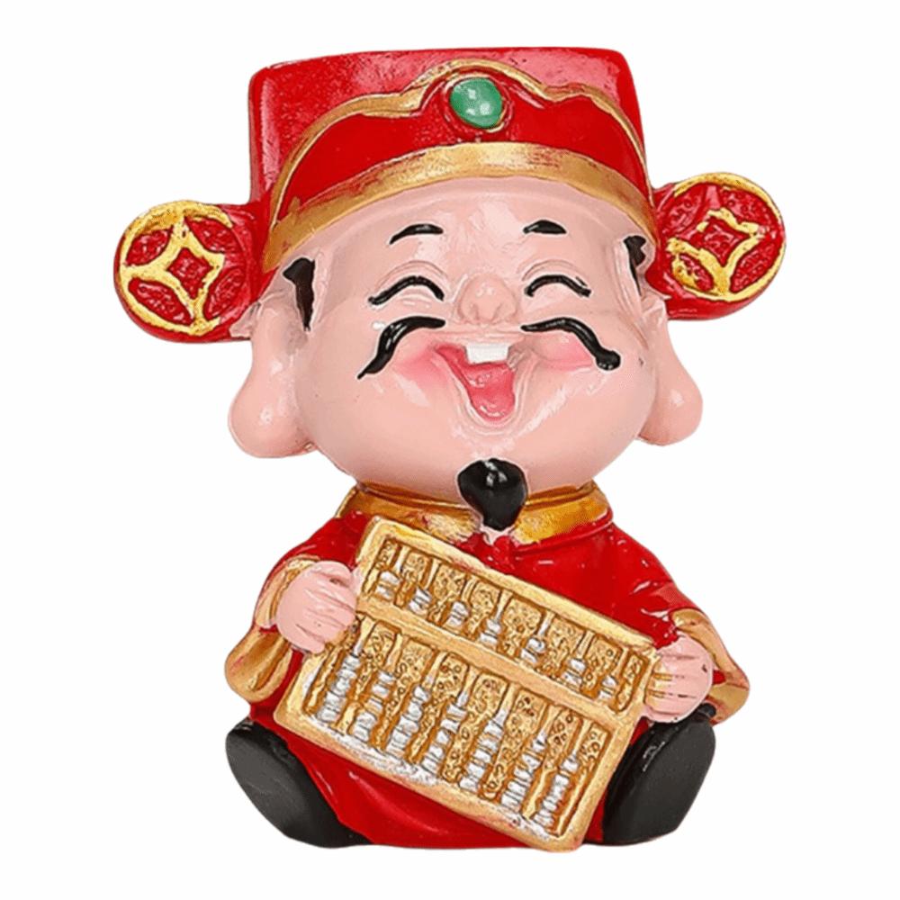 Red Mini God of Wealth Figurine Mascot Style Resin Material Resin Mascot Ornaments Wealth Mascot Fortune Accessories