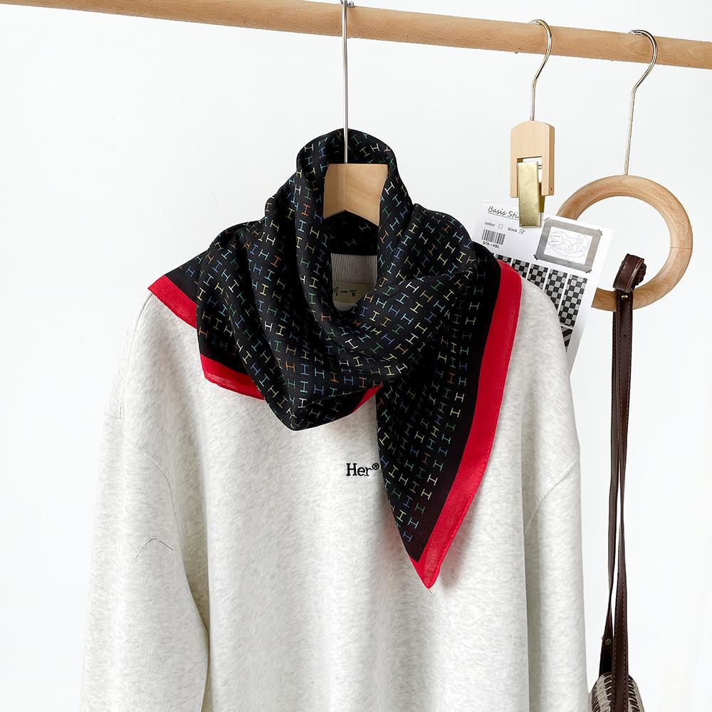 Mary Herringbone cashew silk scarf, color-blocking square scarf, literary vintage small scarf, decorative scarf, breathable scarf