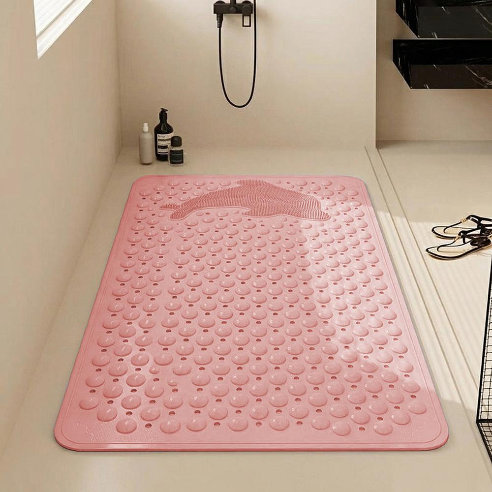 Non-Slip PVC Shower Bath Mat with Suction Cups Hydrophobic Hollow Massage Bathtub Pad Quick-Drain Thickened Bathroom Floor Mat