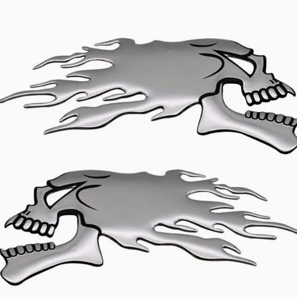 3D Skull Flame Soft Rubber Decal for Cars, Motorcycles, and Electric Vehicles