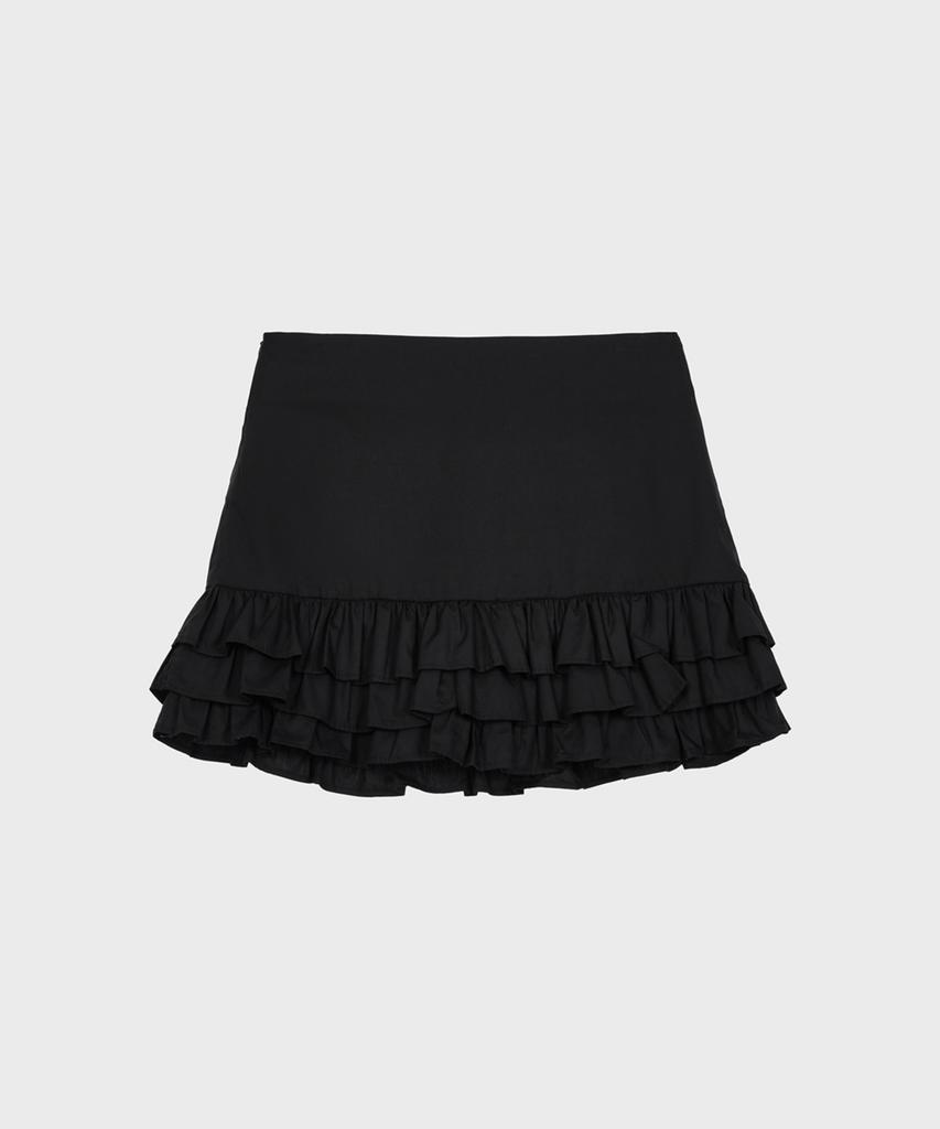 Alkialka Tiered Ruffle Skirt (Black)