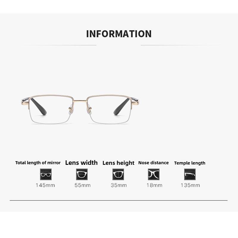 Men'S Fashion High-Definition Anti-Blue Light Presbyopia Glasses Neutral Fashion Business Half Frame Glasses For Farsightedness
