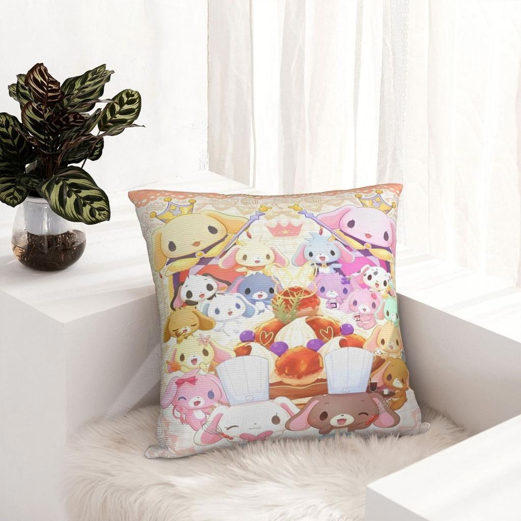 Sugarbunnies Sugar Rabbit Pillowcase Polyester Cushion Cover Decor Cartoon Throw Pillow Case Cover Bedroom Square 40X40cm