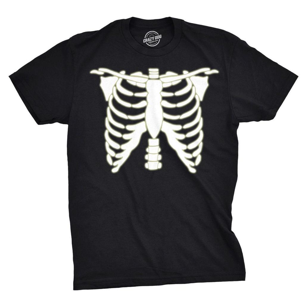 Men's Glowing Skeleton Rib Cage T-Shirt, Halloween Costume