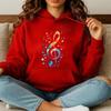 Colorful Treble Clef Hoodie for Women Casual Daily Sweatshirt Music Notes Autumn Winter Hoodie Rainbow Musician Women  Sportwear