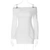 2024 Fashion Style Women's Clothing Autumn New Fashion Elegant Boat-Neck off-the-Shoulder Long Sleeves Skinny Sheath Dress