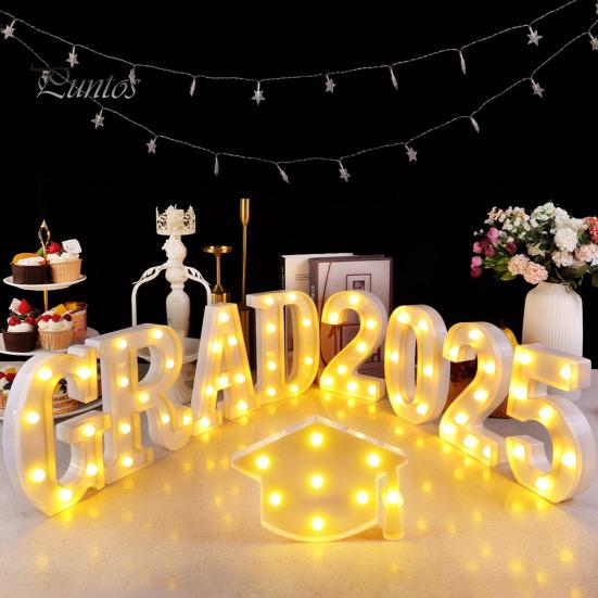 Leuchtbuchstaben für den Absolventen 2025, LED-Buchstabenschilder „Congrats“ für die Abschlussfeier im Kindergarten, der Vorschule, der High School und der Hochschule