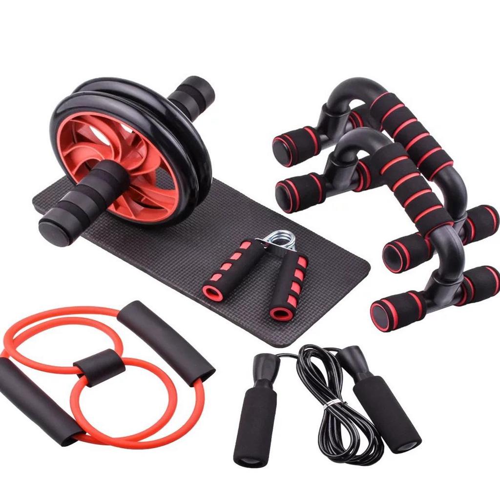 5-Piece Fitness Set: Ab Wheel & Push-Up Bars for Comprehensive Core Training