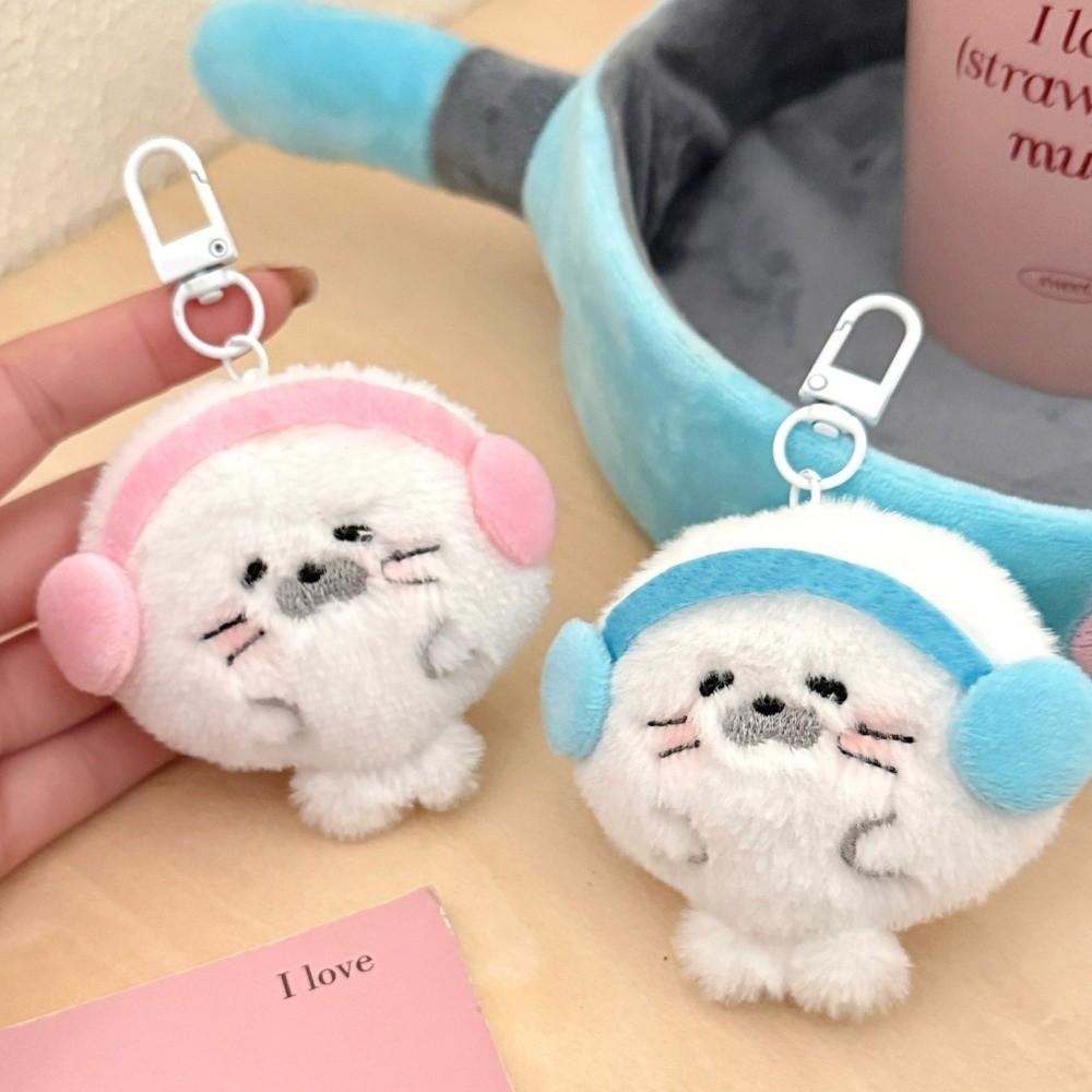 Pendentif phoque en peluche kawaii, porte-clés phoque doux et duveteux, cadeau de Noël