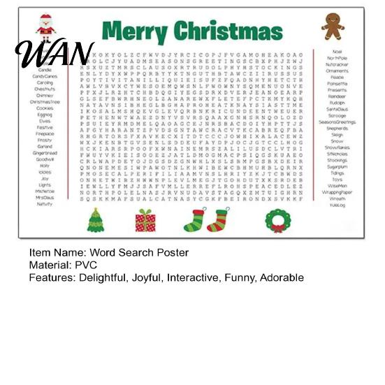 Christmas Party Game Giant Thanksgiving/Christmas Word Search Poster 36 X 22 Inch Fun Thanksgiving Activity Puzzle Wall PVC Reusable Holiday